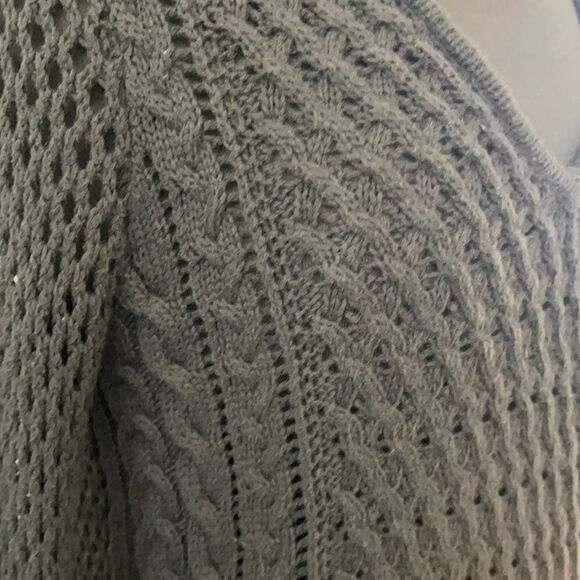 Bar III Black Open Knit Split Back Sweater Sz M - Picture 10 of 11